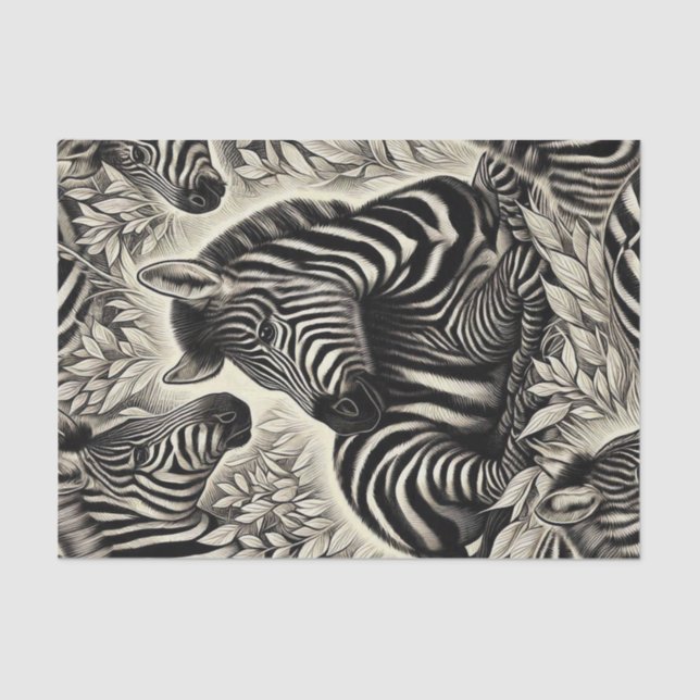 Cute Vintage Zebra Pattern Tissue Paper (Front)