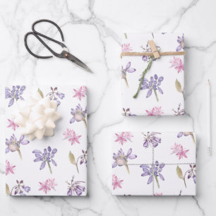 Cute Violet Flowers Baby Girl Shower Gifts Favor Wrapping Paper Sheet