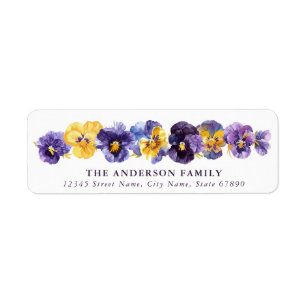Cute Violet Flowers Return Address Labels