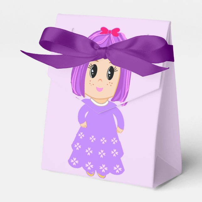 Cute Violet Girl Thank You Favour Box (Front Side)