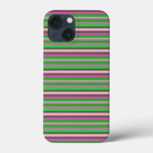 Cute violet green stripes iPhone 13 mini case