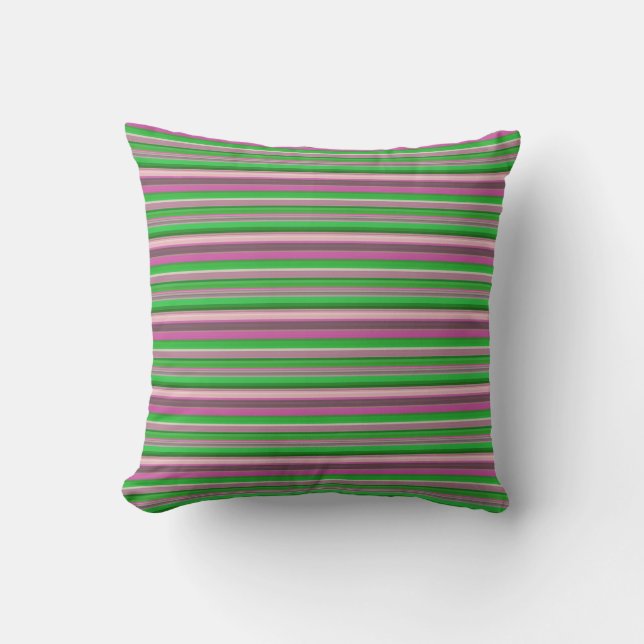 Cute violet green stripes cushion (Front)