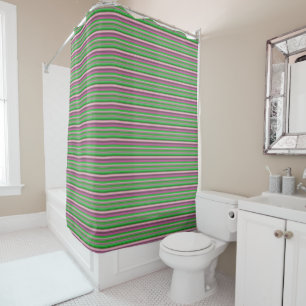 Cute violet green stripes shower curtain