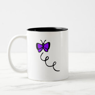 Cute Violet Purple Butterfly Two-Tone Coffee Mug