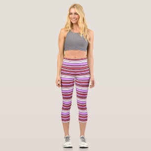 Cute violet red stripes capri leggings
