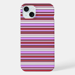 Cute violet red stripes iPhone 15 plus case