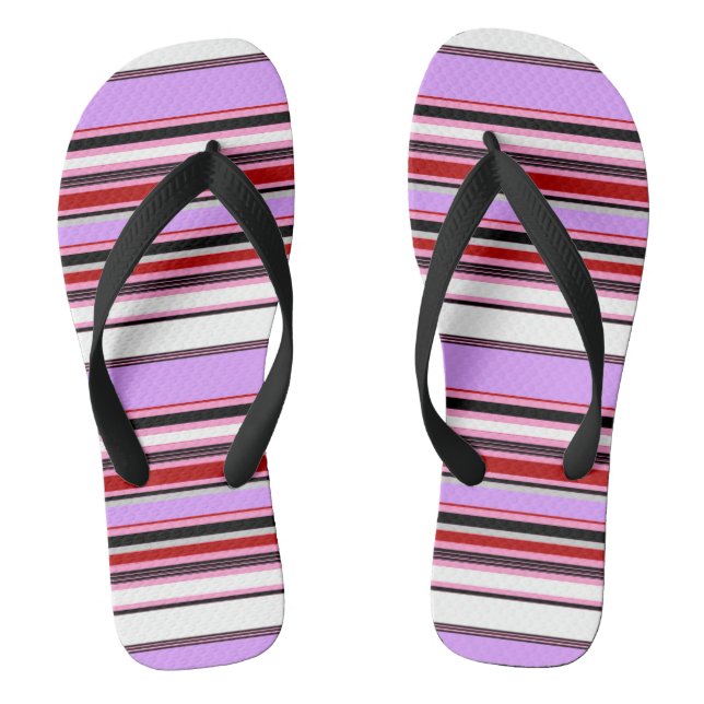 Cute violet red stripes thongs (Footbed)