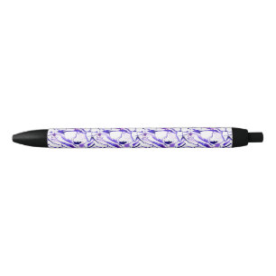Cute violet watercolor abstract lines pattern blue ink pen