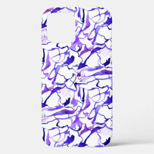 Cute violet watercolor abstract lines pattern iPhone 12 case