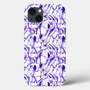 Cute violet watercolor abstract lines pattern iPhone 13 case