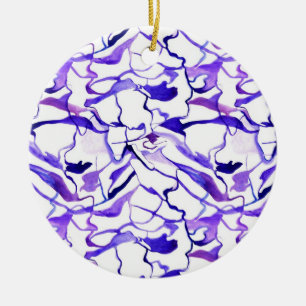 Cute violet watercolor abstract lines pattern ceramic ornament