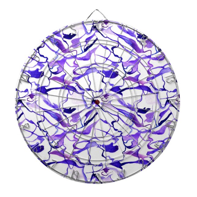Cute violet watercolor abstract lines pattern dartboard (Front)
