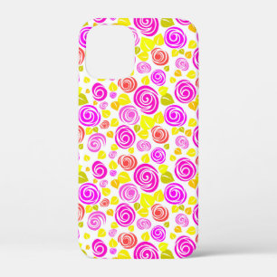 Cute violet yellow spring roses patterns iPhone 12 mini case