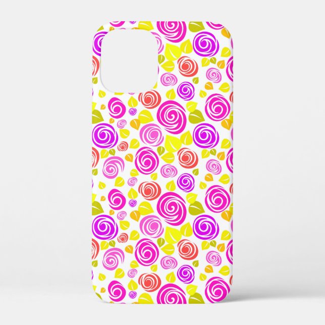 Cute violet yellow spring roses patterns Case-Mate iPhone case (Back)