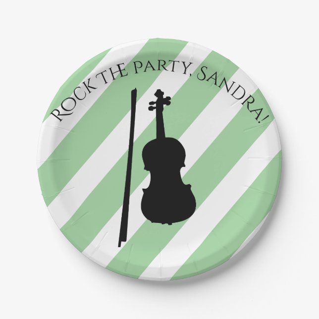 Cute Violin Rock And Roll Musical Instruments  Paper Plate (Front)