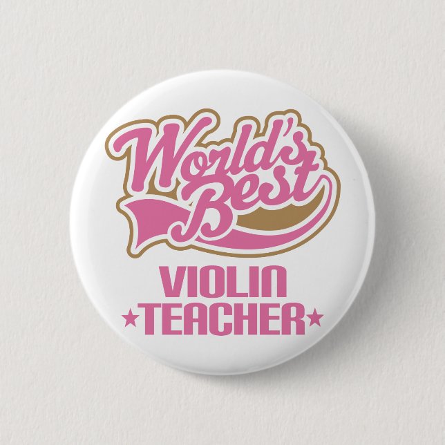 Cute Violin Teacher 6 Cm Round Badge (Front)