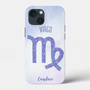Cute Virgo Astrology Sign Personalised Purple iPhone 13 Mini Case
