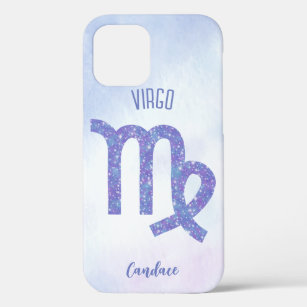Cute Virgo Astrology Sign Personalised Purple iPhone 12 Pro Case