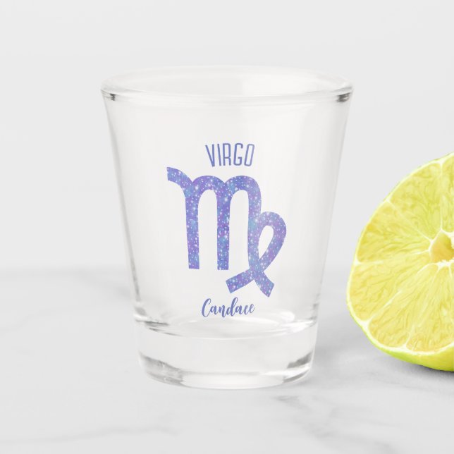 Cute Virgo Astrology Sign Personalised Shot Glass (Front)