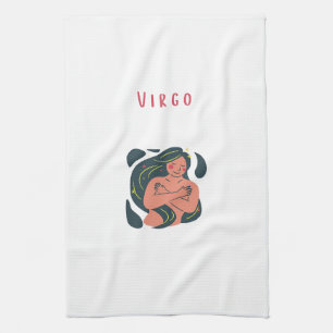 Cute Virgo, zodiac, star sign print Tea Towel