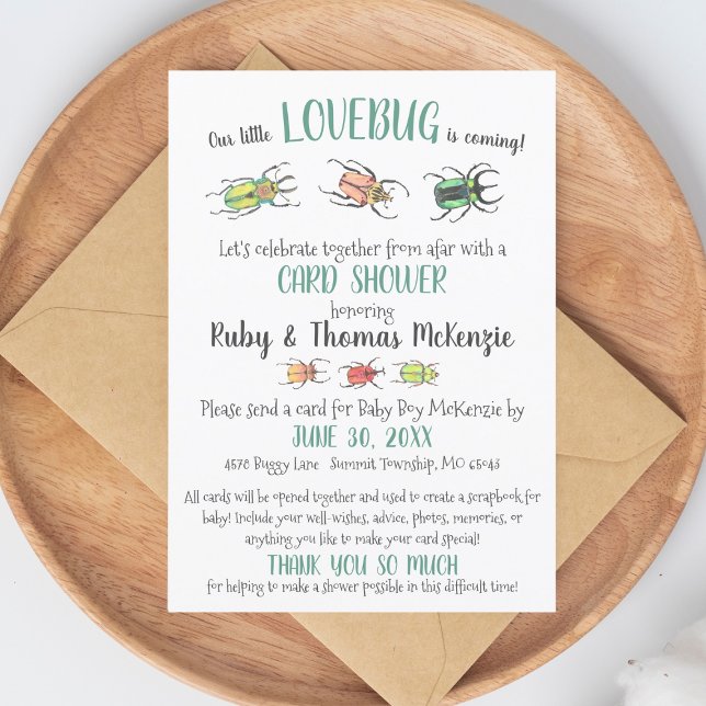 Cute Virtual Baby Card Shower Love Bugs Beetles (Creator Uploaded)