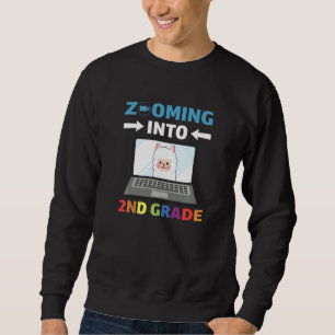 Cute Virtual Student Llama Zooming Into Second Gra Sweatshirt