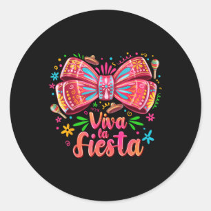 Cute Viva La Fiesta Coquette Bow Cinco De Mayo Mex Classic Round Sticker