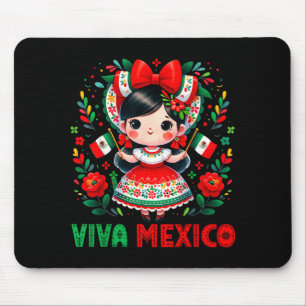 Cute Viva Mexico Girl Mexican Independence Day Mouse Pad