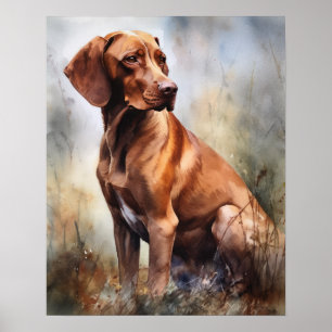 Cute Vizsla Dog Art Print Poster