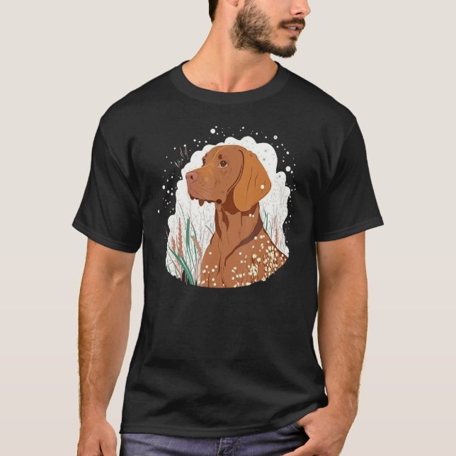 Cute Vizsla Dog on Vizsla Lover_3 T-Shirt (Front)