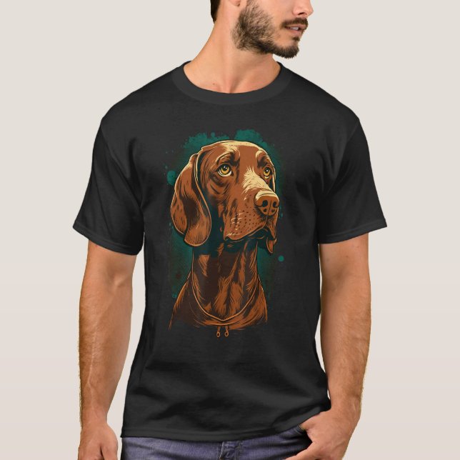 Cute Vizsla Dog on Vizsla Lover T-Shirt (Front)
