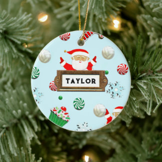 Cute Volleyball Christmas Collectable Ceramic Ornament