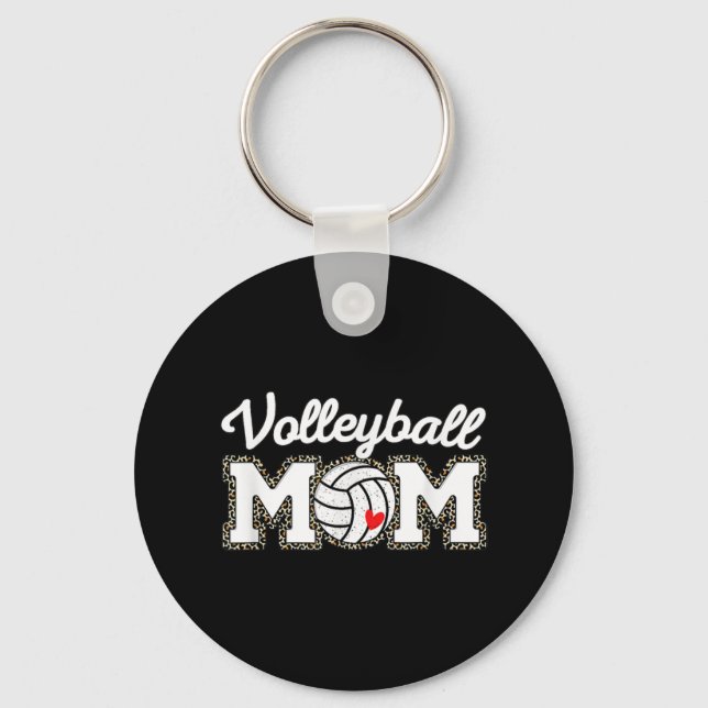 Cute Volleyball Mum Leopard Print Mothers Day Fun  Key Ring (Front)