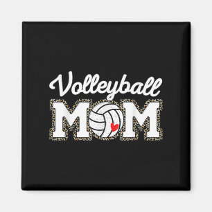 Cute Volleyball Mum Leopard Print Mothers Day Magnet