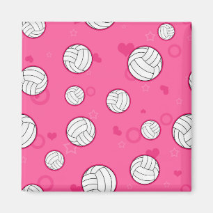 Cute Volleyball Pattern Pink Magnet