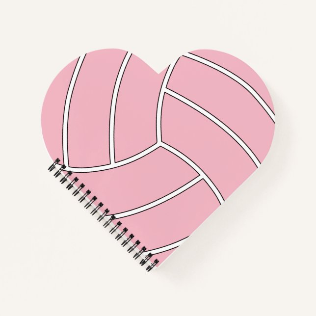 Cute Volleyball Player or Coach Custom Colour Hear Notebook (Front)