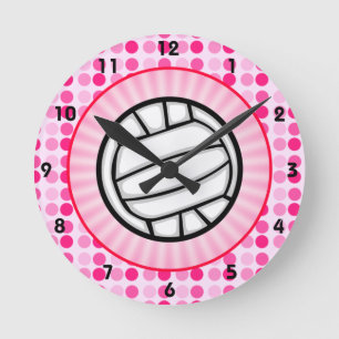 Cute Volleyball Round Clock