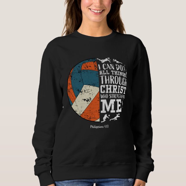 Cute Volleyball  Teen Girls Women Her Philippians  Sweatshirt (Front)