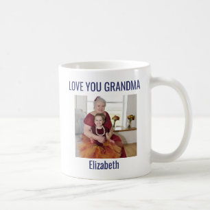 Cute Voted World's Best Grandma Photo Blue White Coffee Mug