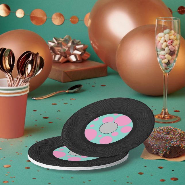 Cute Vynil record party Paper Plate (Multi)