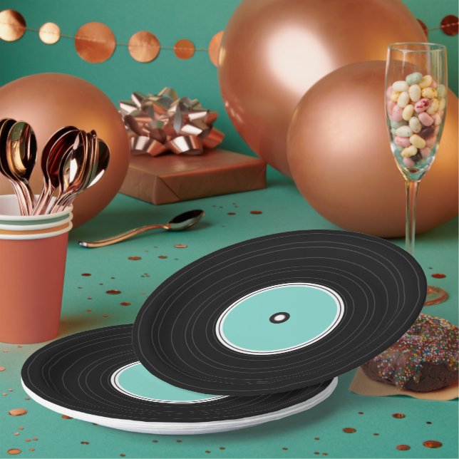 Cute vynil record party plate (Multi)