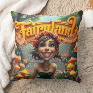Cute Wacky Funny Fairy In Fairyland Cushion