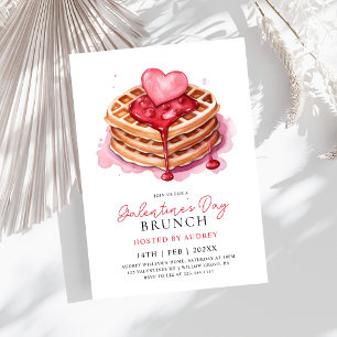 Cute Waffles Valentines Galentines Brunch Invitation