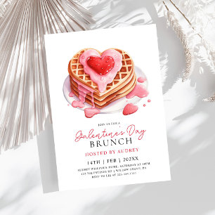 Cute Waffles Valentines Galentines Brunch Invitation
