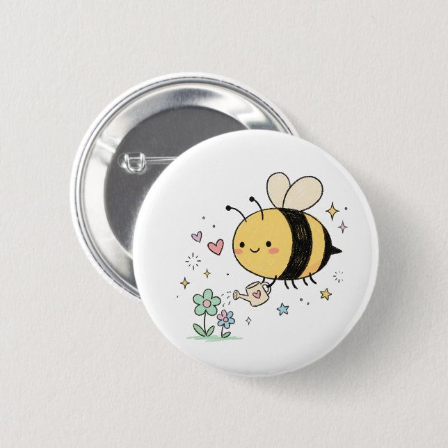 Cute Waggle Dance  Kawaii Bee Caregivers 6 Cm Round Badge (Front & Back)