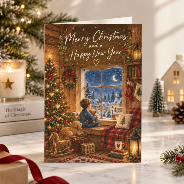 Cute Waiting for Santa Cozy Christmas Card (Creator Uploaded)