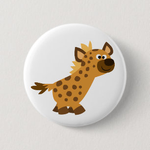 Cute Walking Cartoon Hyena 6 Cm Round Badge