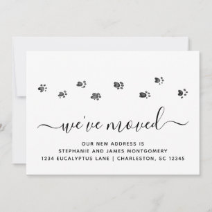 Cute Walking Paw Prints Moving Announcement Card