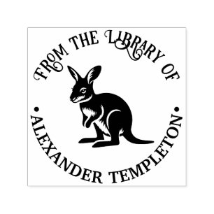 Cute Wallaby Australia Library Book Name Self-inking Stamp