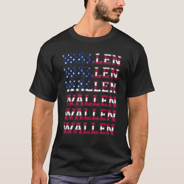 Cute Wallen  American Flag Red White Blue Merch Ou T-Shirt (Front)